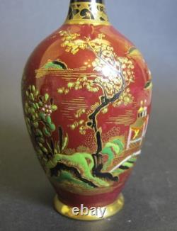 Fine Pair of Art Deco CARLTON WARE Vases, circa 1930 Chinese Temple Pattern