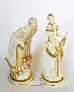 Fine Vintage Pair Of Art Deco Porcelain Figures By Taube China Company