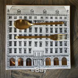 Fornasetti Architettura Castle Square Plates Golden Gilt Home Decoration Dining