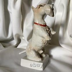 Foxy Terrier Pedigree Pet Antique German Art Porcelain White Dog Animal Figure