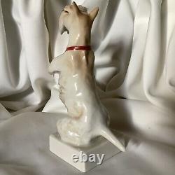 Foxy Terrier Pedigree Pet Antique German Art Porcelain White Dog Animal Figure