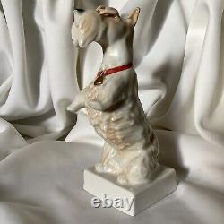 Foxy Terrier Pedigree Pet Antique German Art Porcelain White Dog Animal Figure
