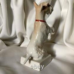 Foxy Terrier Pedigree Pet Antique German Art Porcelain White Dog Animal Figure