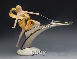 Franklin Mint Art Deco Erte Starlight In Platinum Female Sculpture Large 11