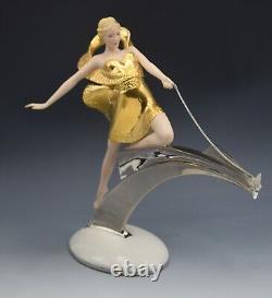 Franklin Mint Art Deco Erte Starlight In Platinum Female Sculpture Large 11