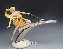 Franklin Mint Art Deco Erte Starlight In Platinum Female Sculpture Large 11