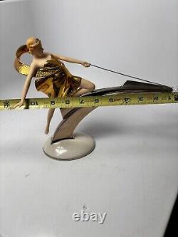 Franklin Mint Art Deco Erte Starlight In Platinum Female Sculpture Large 11