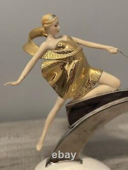 Franklin Mint Art Deco Erte Starlight In Platinum Female Sculpture Large 11