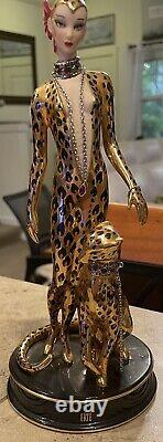 Franklin Mint Erte Leopard Figurine Art Deco Woman Statue Limited Edition M3719