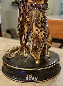 Franklin Mint Erte Leopard Figurine Art Deco Woman Statue Limited Edition M3719