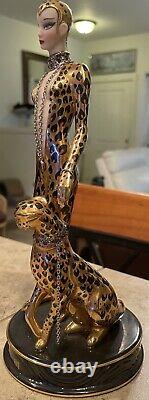 Franklin Mint Erte Leopard Figurine Art Deco Woman Statue Limited Edition M3719