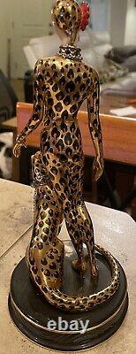 Franklin Mint Erte Leopard Figurine Art Deco Woman Statue Limited Edition M3719