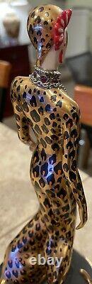 Franklin Mint Erte Leopard Figurine Art Deco Woman Statue Limited Edition M3719