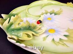 Frantz Porcelain Ladybug Dasies Platter Handpaint Art Deco Retired FZ00402 15