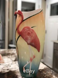 Franz Porcelain FZ00075 FLAMINGO BIRD 17 TALL LARGE VASE ART DECO Mint Beach