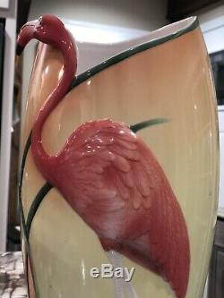 Franz Porcelain FZ00075 FLAMINGO BIRD 17 TALL LARGE VASE ART DECO Mint Beach