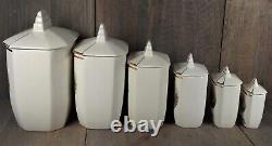 French Antique Art Deco Porcelain Kitchen Canisters Caddies Storage Jars Pots