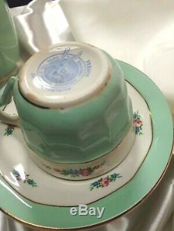 French Antique St Amand Coffee Tea Set Porcelain 12 Cups Saucers Vintage Plates