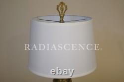 French Art Deco Porcelain Celedon Green Ceramic Artistic Bronze Table Lamp 1930