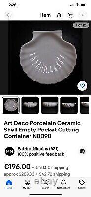 French Designer Art Deco Cut Tidy Deep Scallop Porcelain Shell Nice, France