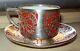 German Sterling Silver Overlay Porcelain Art Deco Cup + Saucer