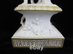 German BISQUE Blanc de Chine Porcelain Fairy & CHERUB Sculpture withGilt & Flowers