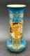 German Gebruder Heubach Art Nouveau Deco Blue Porcelain Portrait Vase