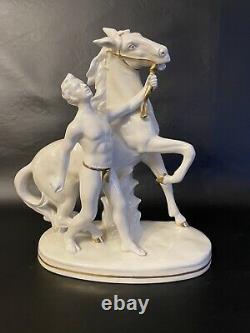 German Porcelain Carl Scheidig Porzellan Fabrik Man With Horse