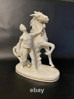 German Porcelain Carl Scheidig Porzellan Fabrik Man With Horse