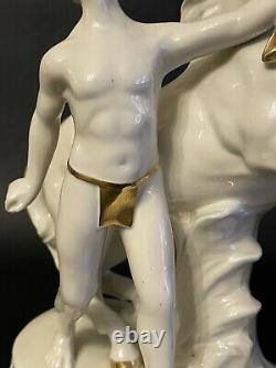 German Porcelain Carl Scheidig Porzellan Fabrik Man With Horse