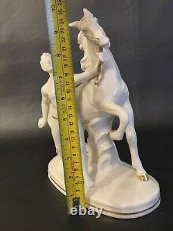 German Porcelain Carl Scheidig Porzellan Fabrik Man With Horse