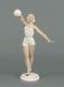 German Porcelain Female Lady Sculpture, Volleyball Sports Player, Art Deco Era
