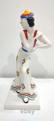 German porcelain art deco enameled figurine couple Flapper women