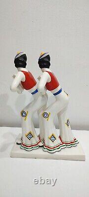 German porcelain art deco enameled figurine couple Flapper women