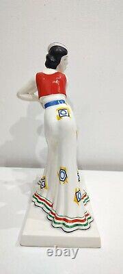 German porcelain art deco enameled figurine couple Flapper women