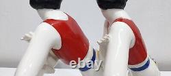 German porcelain art deco enameled figurine couple Flapper women