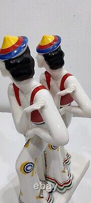 German porcelain art deco enameled figurine couple Flapper women