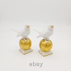 Gerold Porzellan Bavaria Pair of Bird Figurines Robin on Gold Ball Art Deco