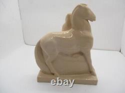 Geza Devegh Beige Porcelain Art Deco Horse & Maiden Figurine Lamberton Scammell