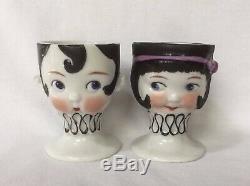 Goebel Pierrot Egg Cup Clown Figurine Porcelain Ceramic Vtg Art Deco Germany Lot