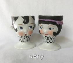 Goebel Pierrot Egg Cup Clown Figurine Porcelain Ceramic Vtg Art Deco Germany Lot