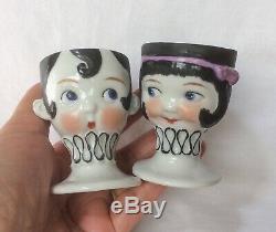 Goebel Pierrot Egg Cup Clown Figurine Porcelain Ceramic Vtg Art Deco Germany Lot