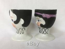 Goebel Pierrot Egg Cup Clown Figurine Porcelain Ceramic Vtg Art Deco Germany Lot