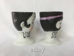 Goebel Pierrot Egg Cup Clown Figurine Porcelain Ceramic Vtg Art Deco Germany Lot