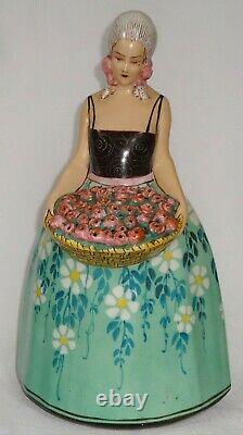 Gorgeous And Huge Art Deco Night Lamp Aladin Half Doll Flapper Basket Flowers