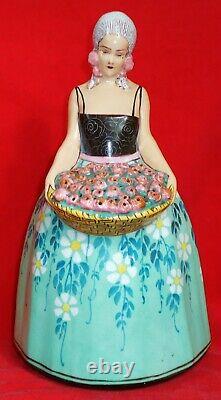 Gorgeous And Huge Art Deco Night Lamp Aladin Half Doll Flapper Basket Flowers