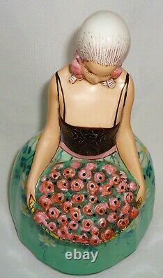 Gorgeous And Huge Art Deco Night Lamp Aladin Half Doll Flapper Basket Flowers