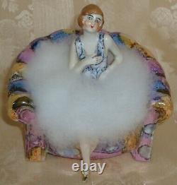 Gorgeous Antique German Art Deco Half Doll Lady On An Armchair Pin Cushion