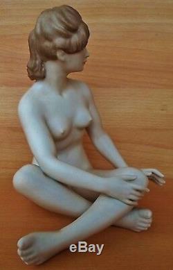 Gorgeous Rare Art Deco Wallendorf Sitting Lady Nude Porcelain Figurine Germany