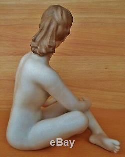 Gorgeous Rare Art Deco Wallendorf Sitting Lady Nude Porcelain Figurine Germany